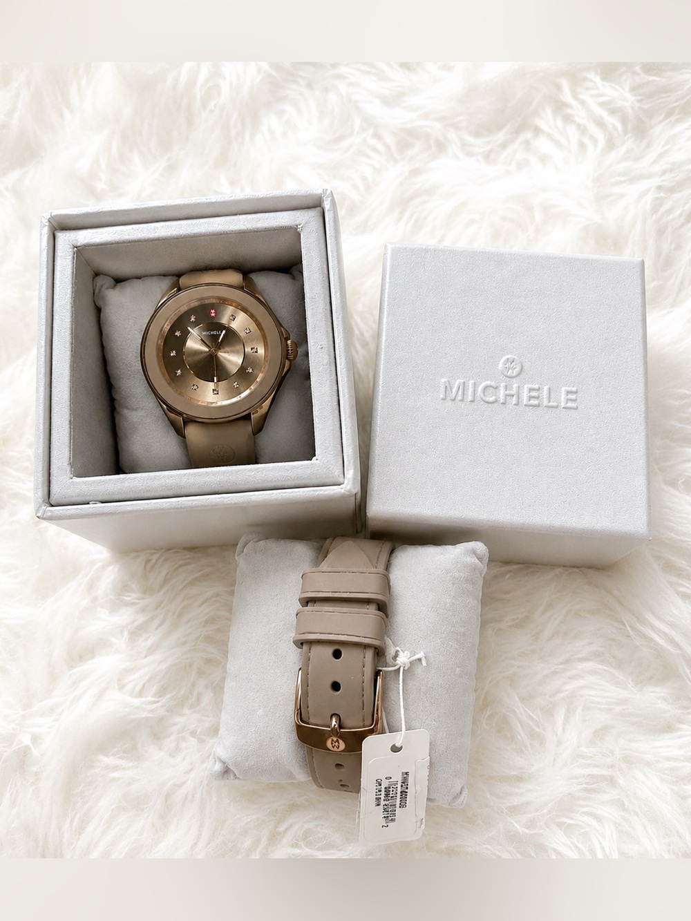 Michele NY Rose Gold Watch ⌚💖 Crystal Dial w/ Box – Luxury Designer Timepiece